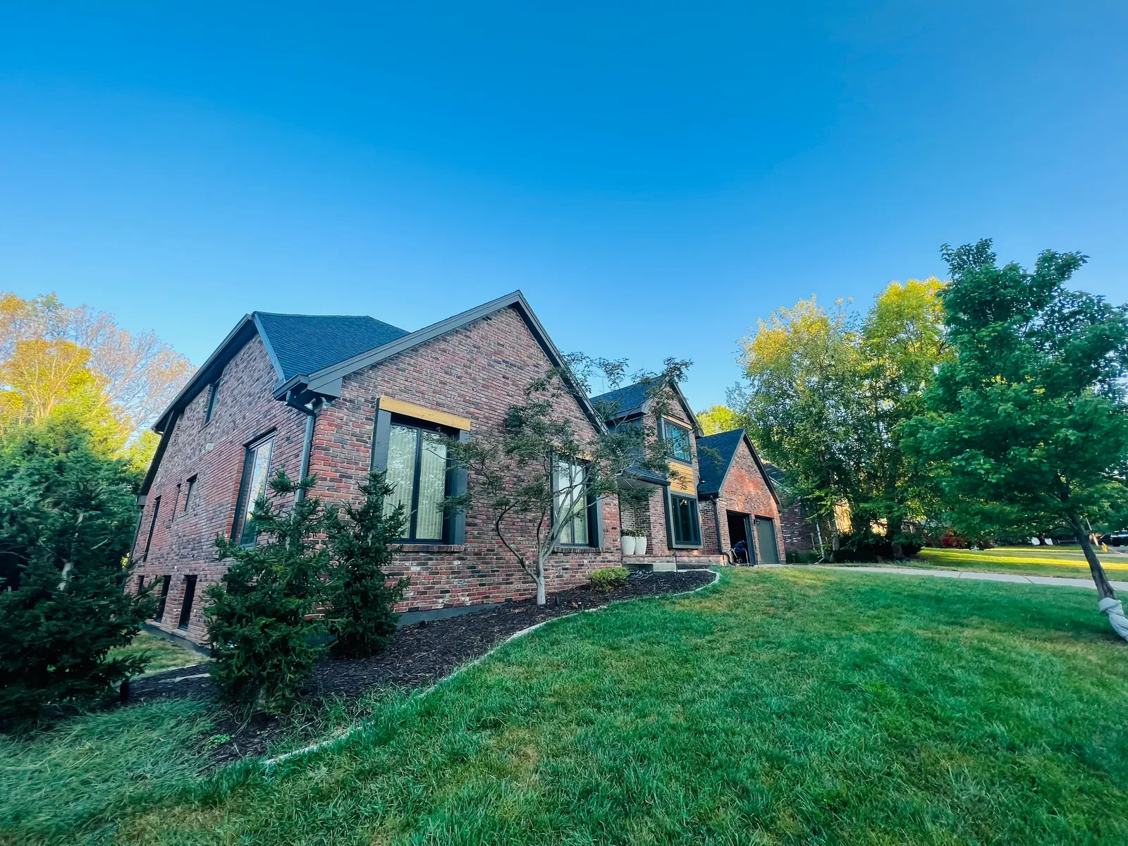 Brick home side view