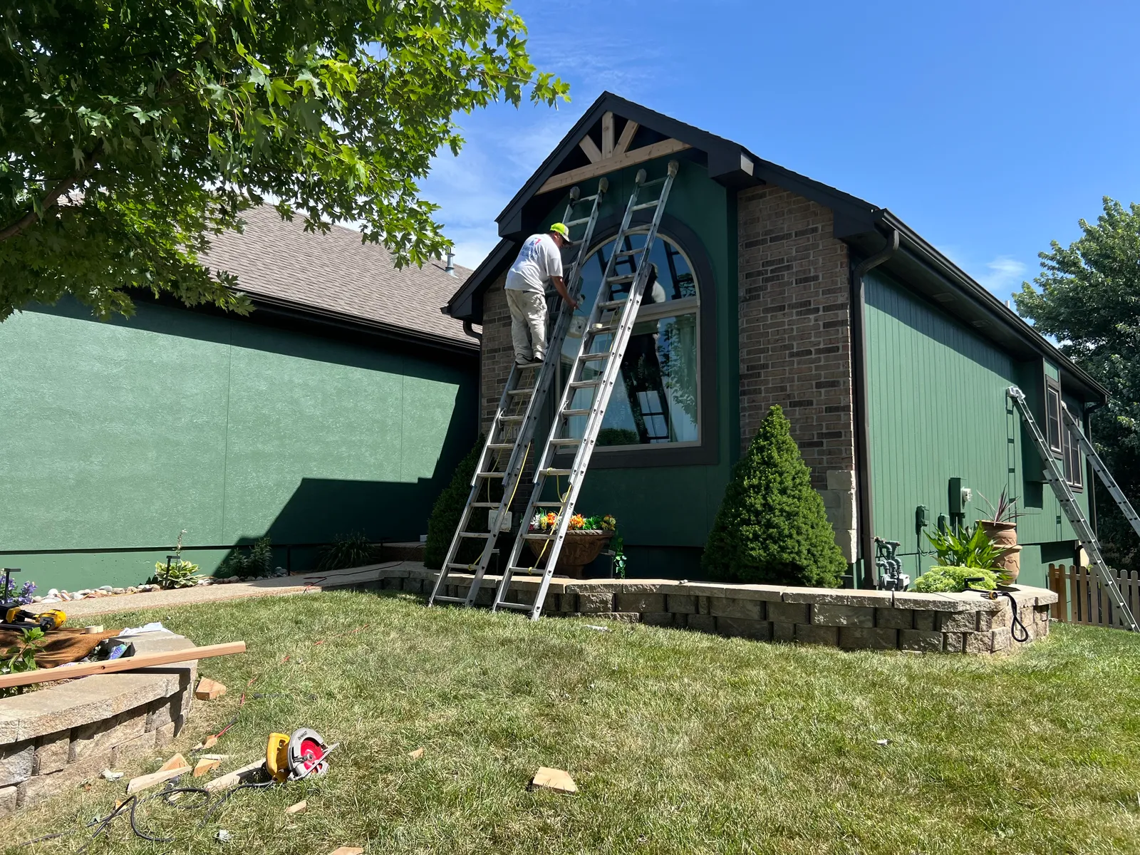 Exterior siding being prepped